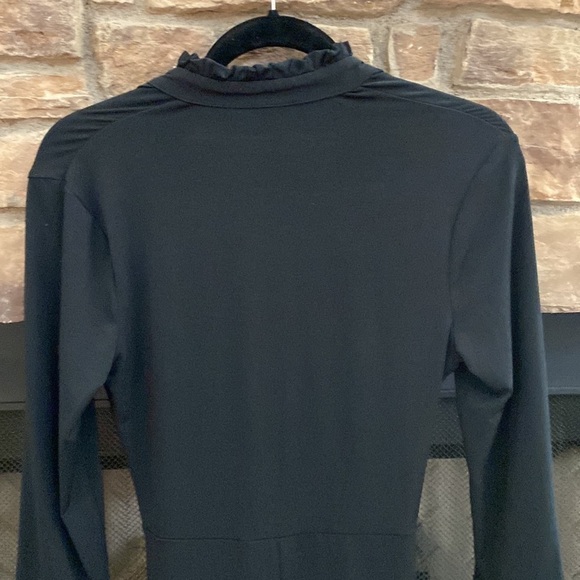 Merona black v-neck wrap dress with ruffled collar and neckline. Size small - Picture 6 of 9